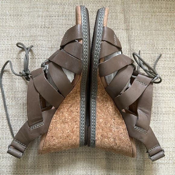 Clarks Women's Helio Mindin Cork Wedge Open Toe Strappy Lace Up Sandals - Picture 6 of 14